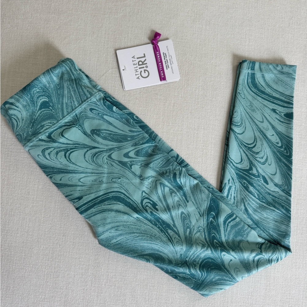 Athleta Girl L (12) High Rise Printed Chit Chat Tight – Excellent Condition